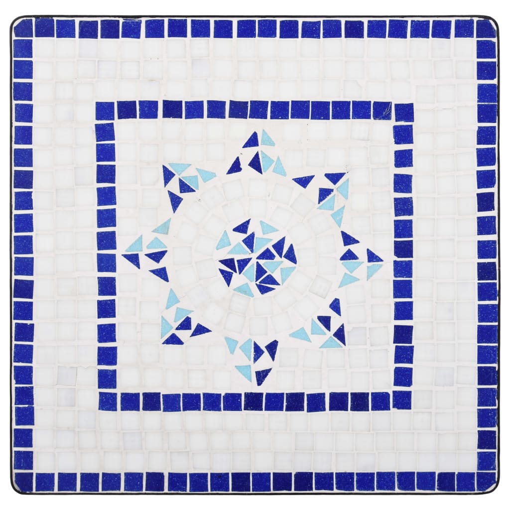 vidaXL Mesa de mosaico para cafetería cerámica azul y blanco 60 cm