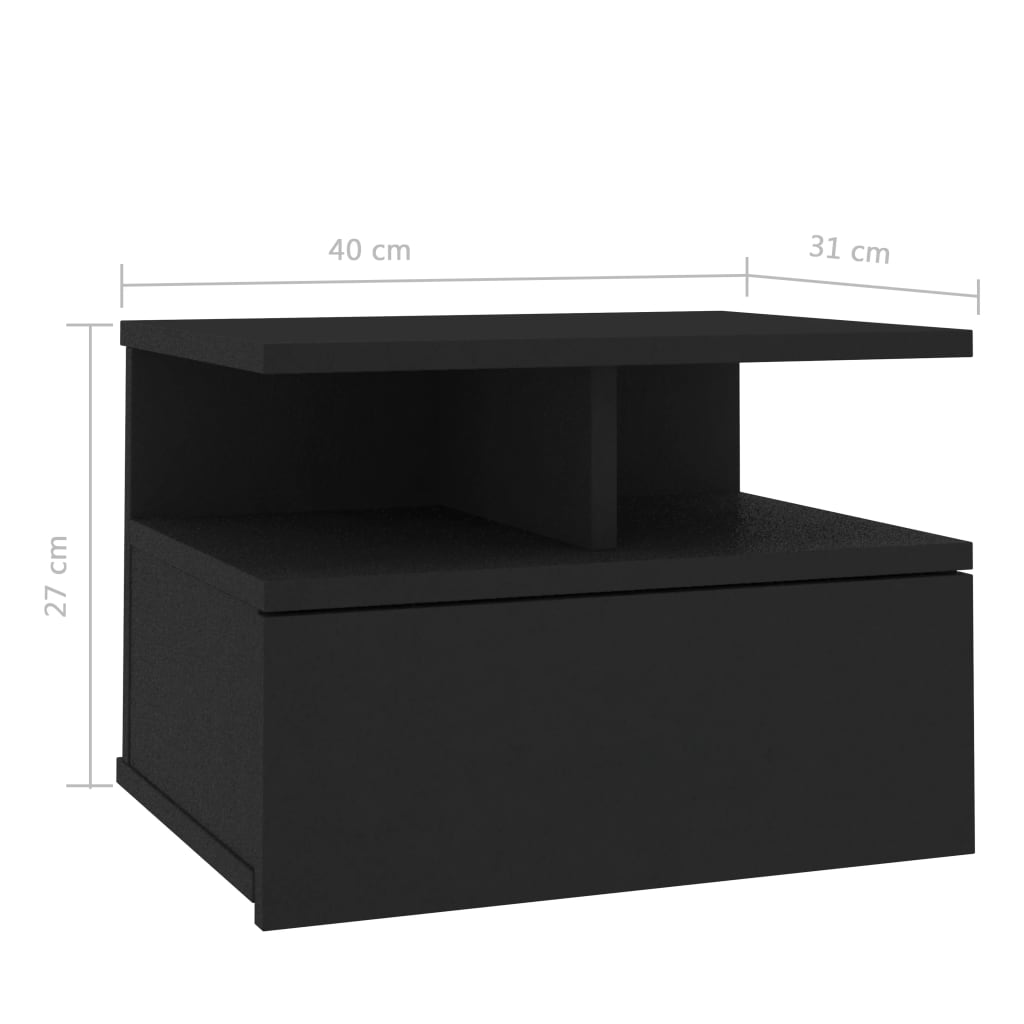 vidaXL Mesitas de noche flotantes 2 uds madera negra 40x31x27 cm