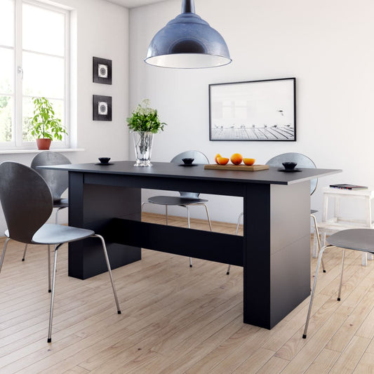 vidaXL Mesa de comedor de madera de ingeniería negro 180x90x76 cm