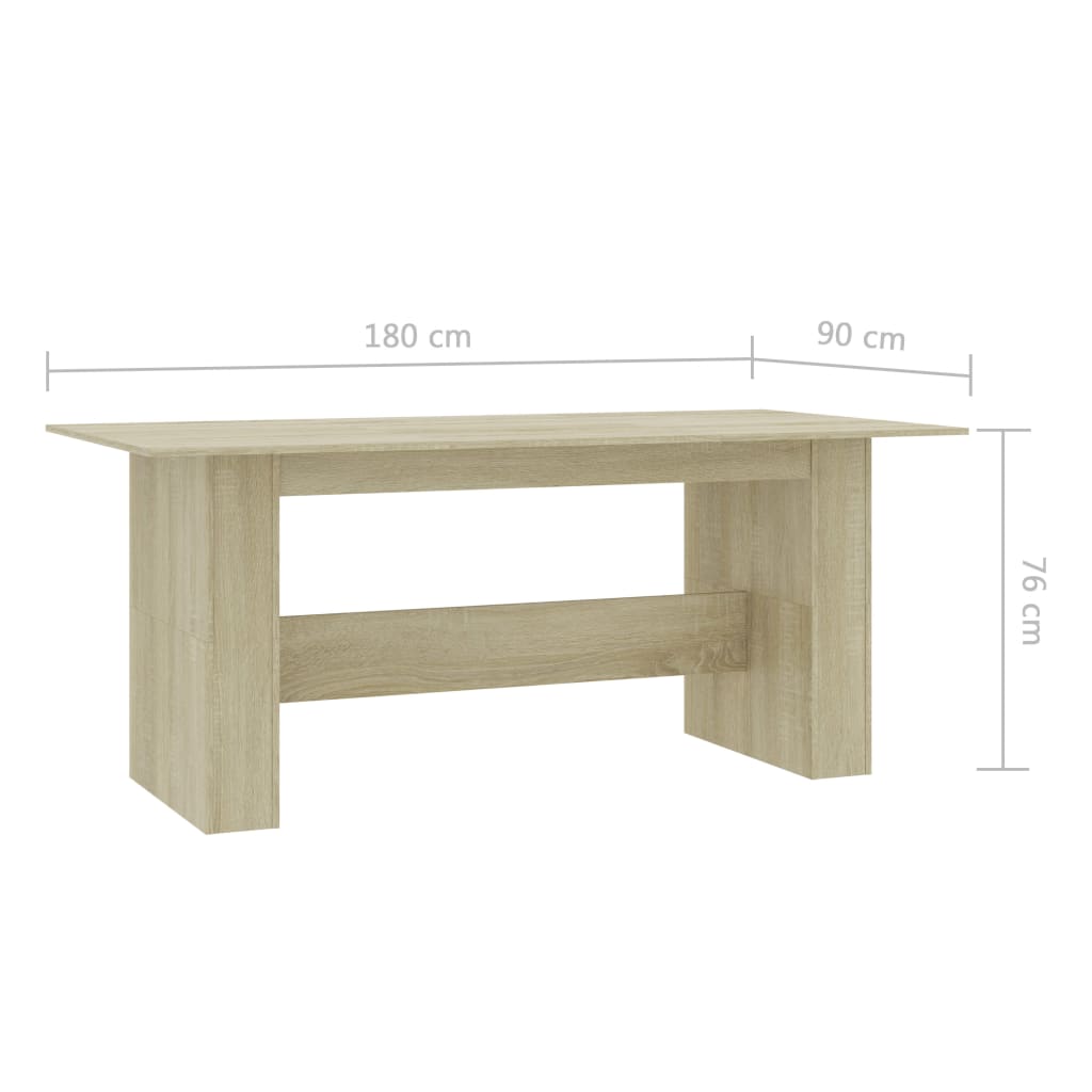 vidaXL Mesa de comedor madera de ingeniería roble Sonoma 180x90x76 cm