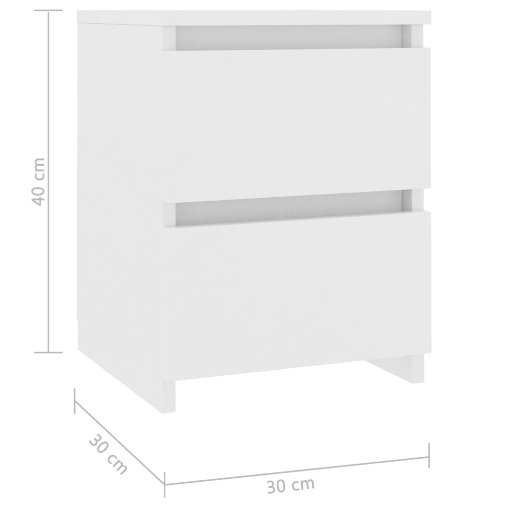 vidaXL Mesita de noche madera contrachapada blanco 30x30x40 cm