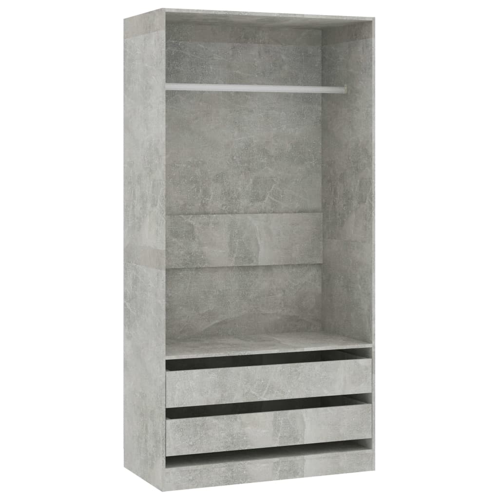 vidaXL Armario de madera contrachapada gris hormigón 100x50x200 cm