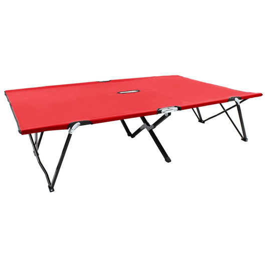 vidaXL Tumbona doble plegable acero roja