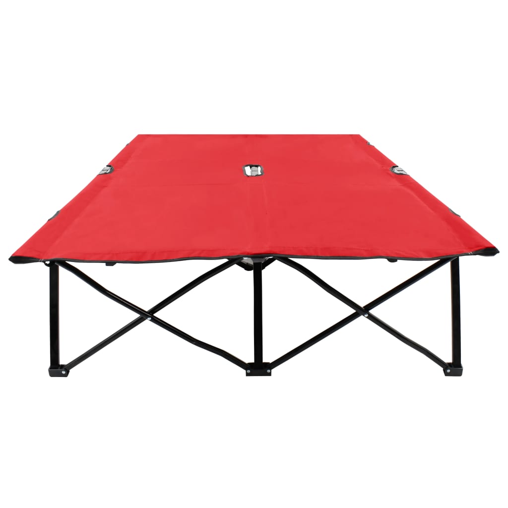 vidaXL Tumbona doble plegable acero roja