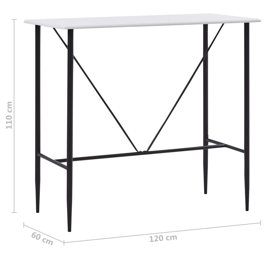 vidaXL Mesa alta de cocina MDF blanco 120x60x110 cm