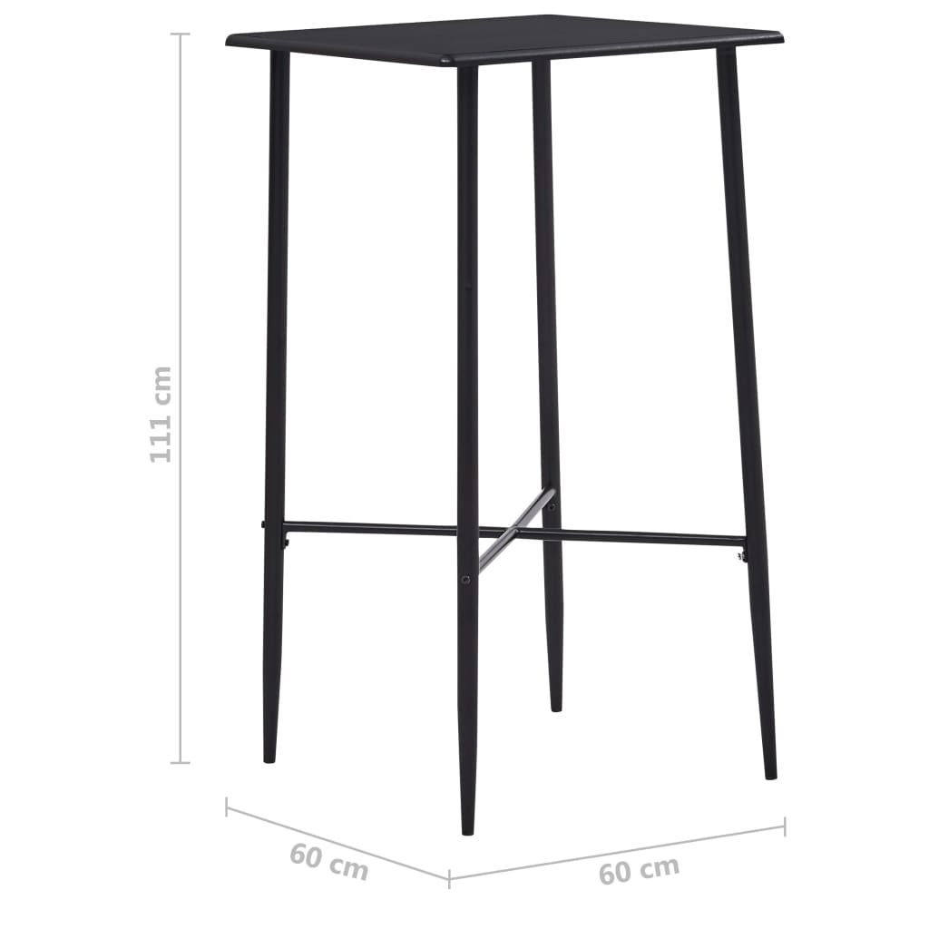 vidaXL Mesa alta de cocina MDF negro 60x60x111 cm