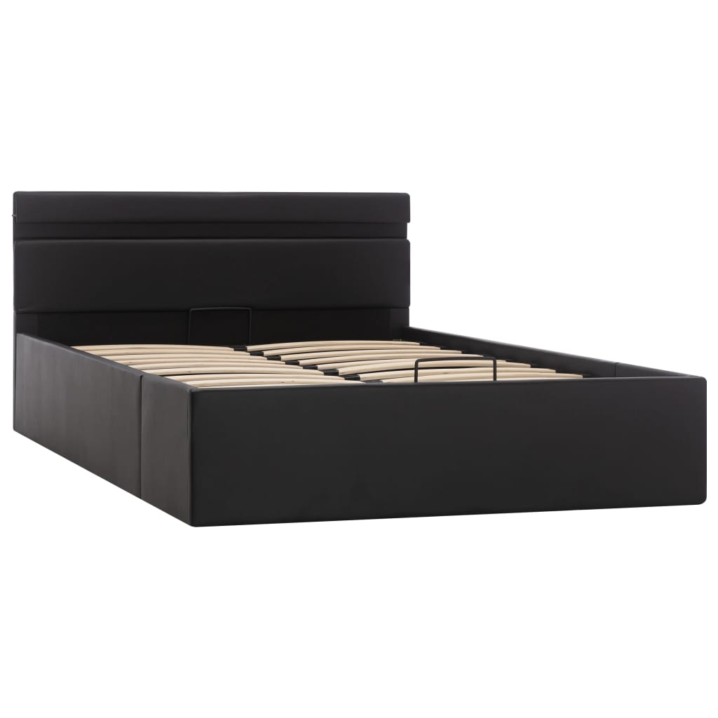 vidaXL Cama hidráulica almacenaje LED sin colchón negro 120x200 cm