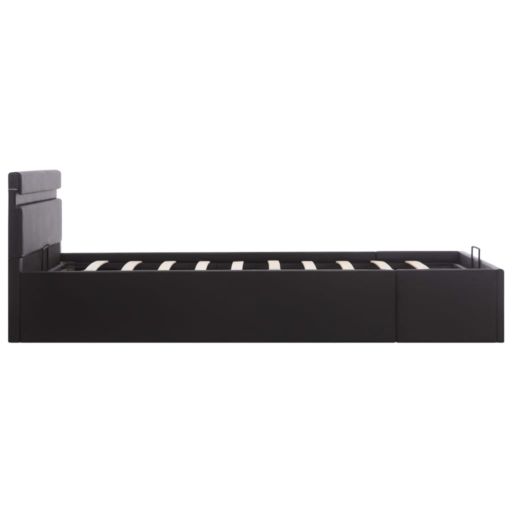 vidaXL Cama hidráulica almacenaje LED sin colchón negro 120x200 cm