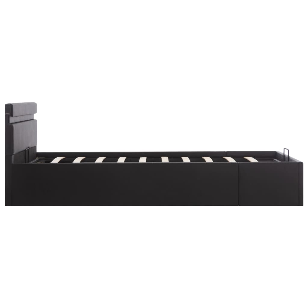 vidaXL Cama hidráulica almacenaje LED sin colchón negro 140x200 cm