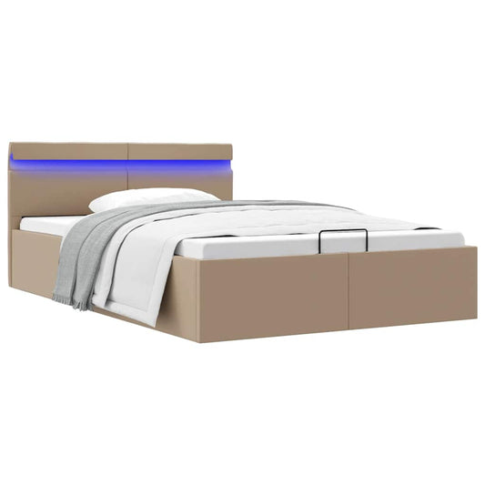 vidaXL Cama canapé hidráulica sin colchón capuchino 140x200 cm