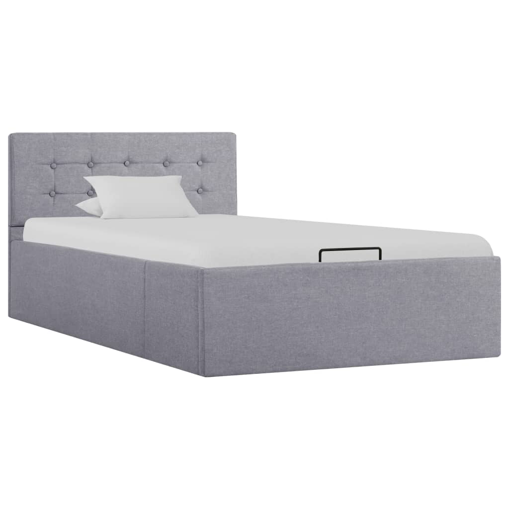 vidaXL Cama hidráulica almacenaje sin colchón gris claro 100x200 cm