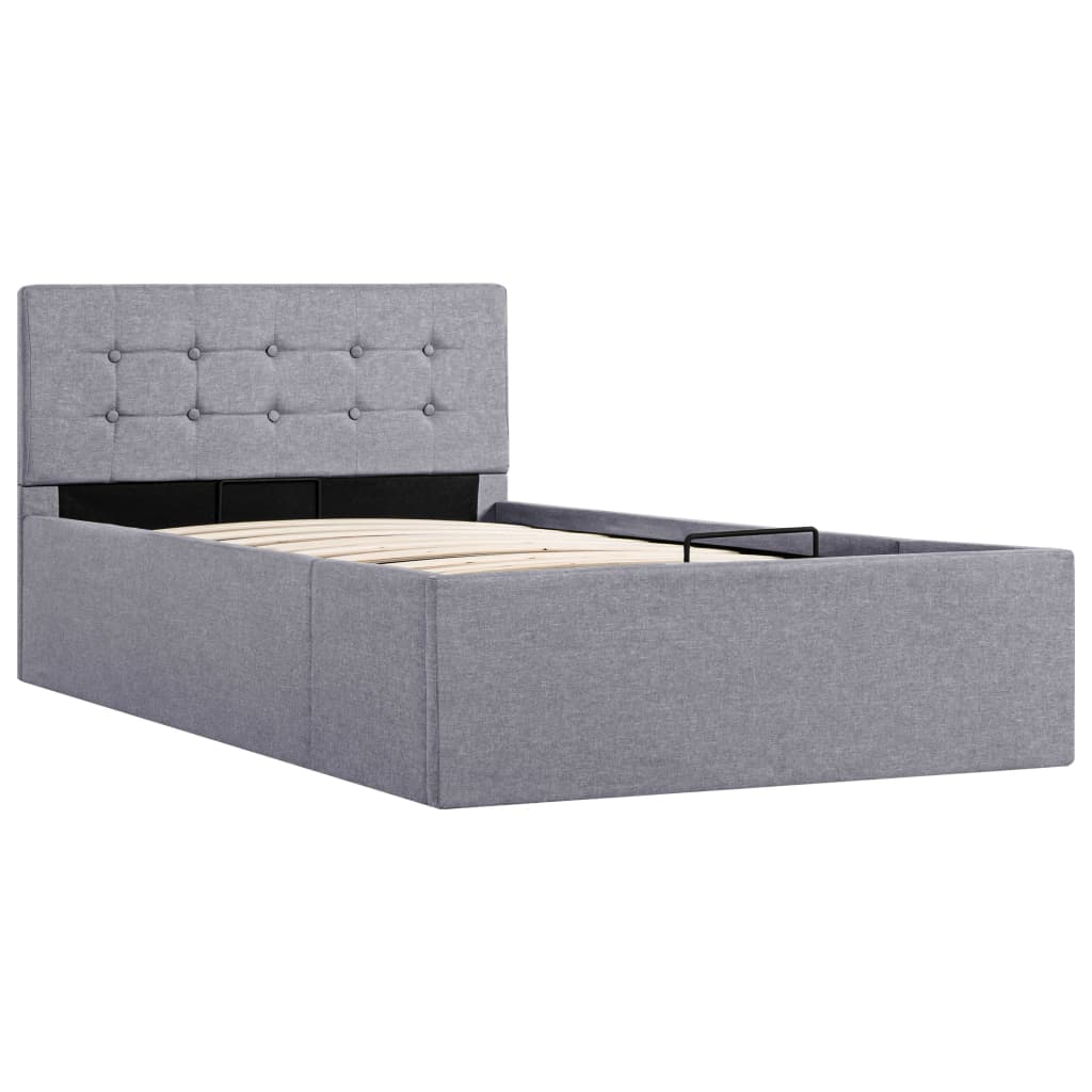 vidaXL Cama hidráulica almacenaje sin colchón gris claro 100x200 cm