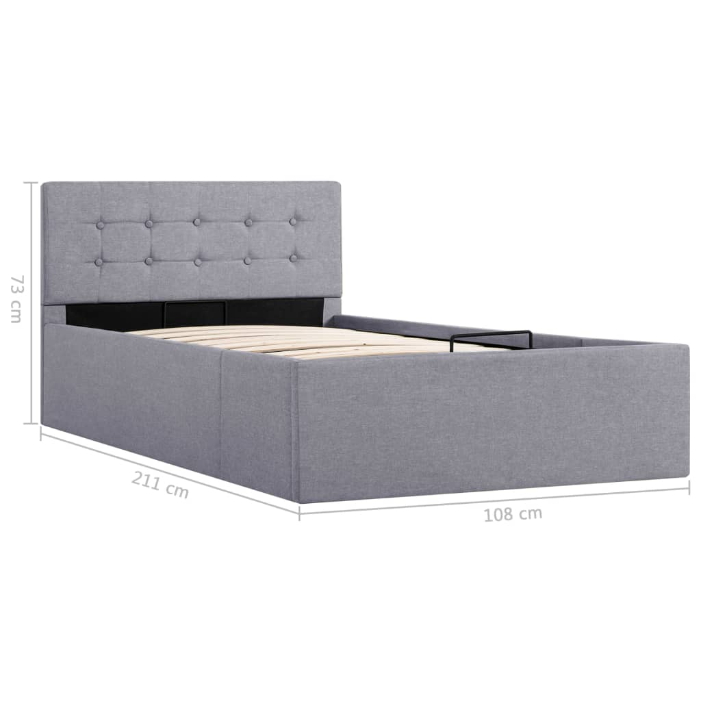 vidaXL Cama hidráulica almacenaje sin colchón gris claro 100x200 cm