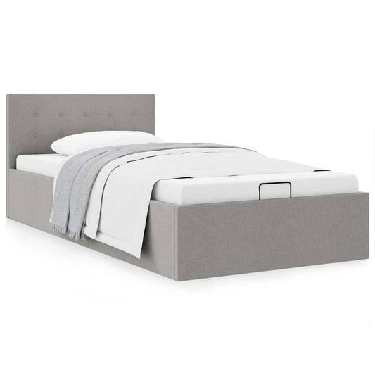 vidaXL Cama hidráulica almacenaje sin colchón gris claro 100x200 cm