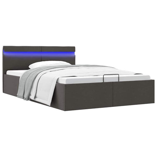 vidaXL Cama canapé hidráulica de almacenaje sin colchón gris 140x200cm