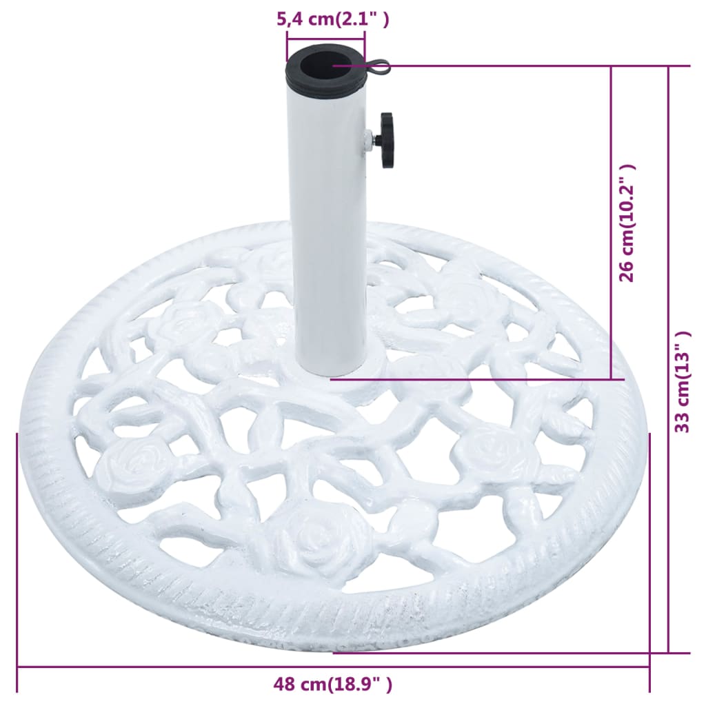 vidaXL Base de sombrilla de hierro fundido blanco 12 kg 48 cm