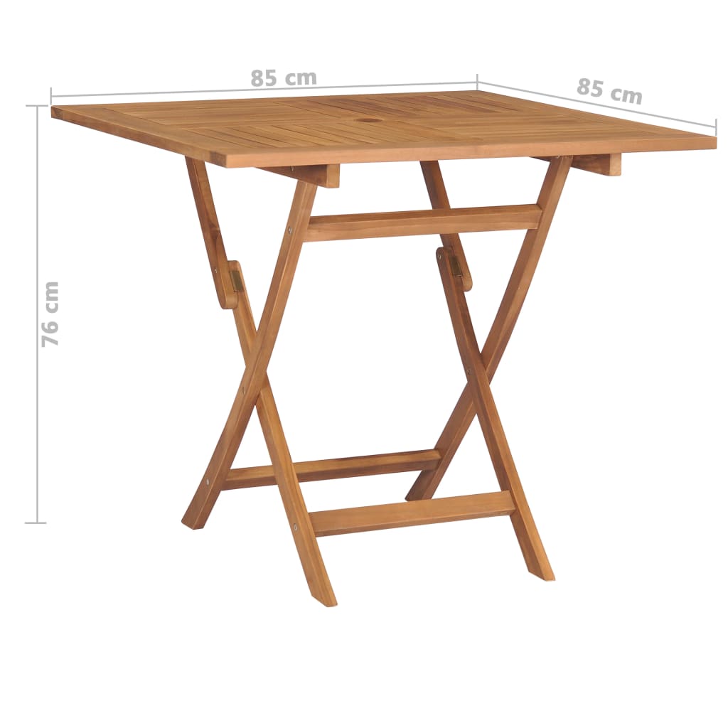 vidaXL Mesa de jardín plegable madera de teca maciza 85x85x76 cm