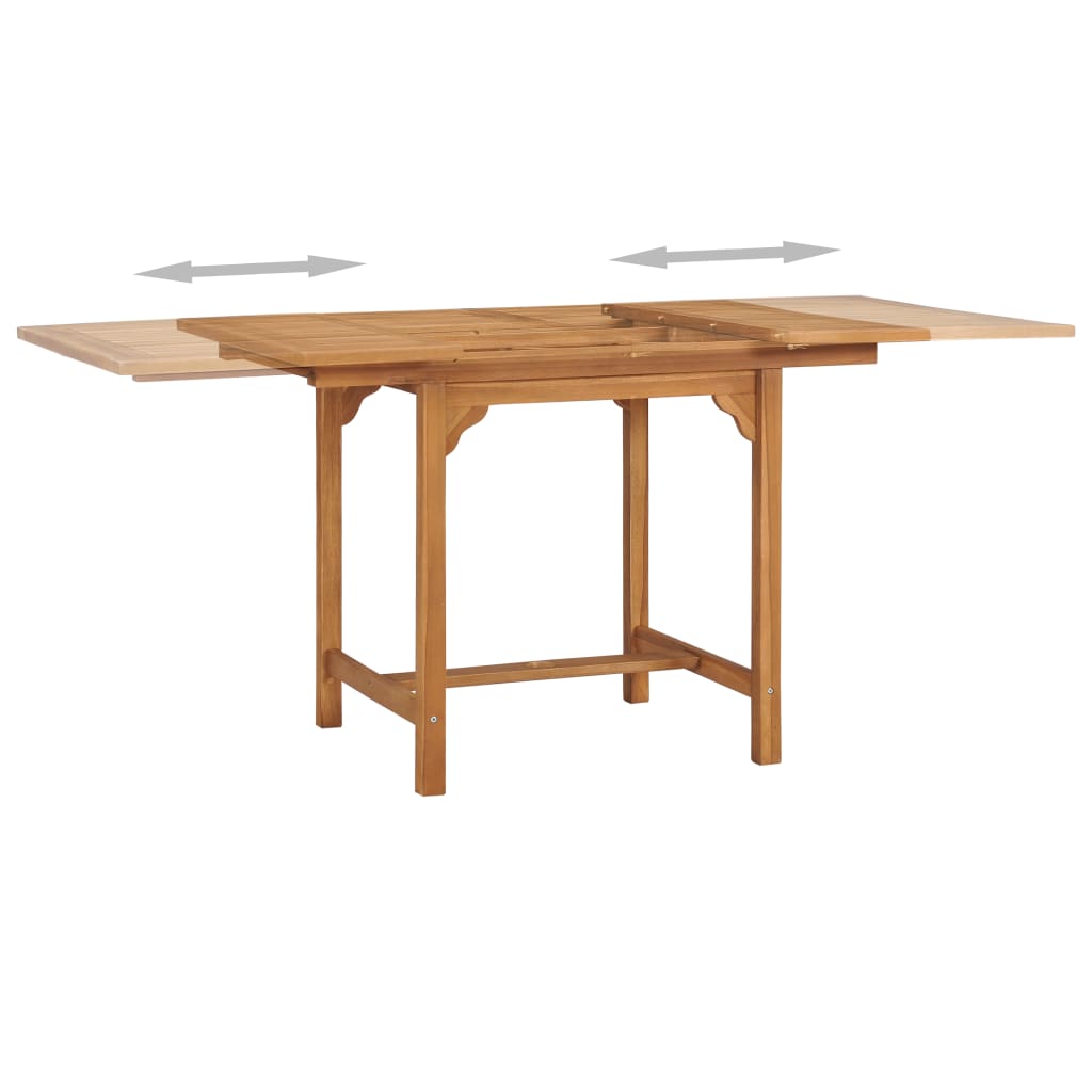 vidaXL Mesa de jardín extensible madera maciza teca (110-160)x80x75cm