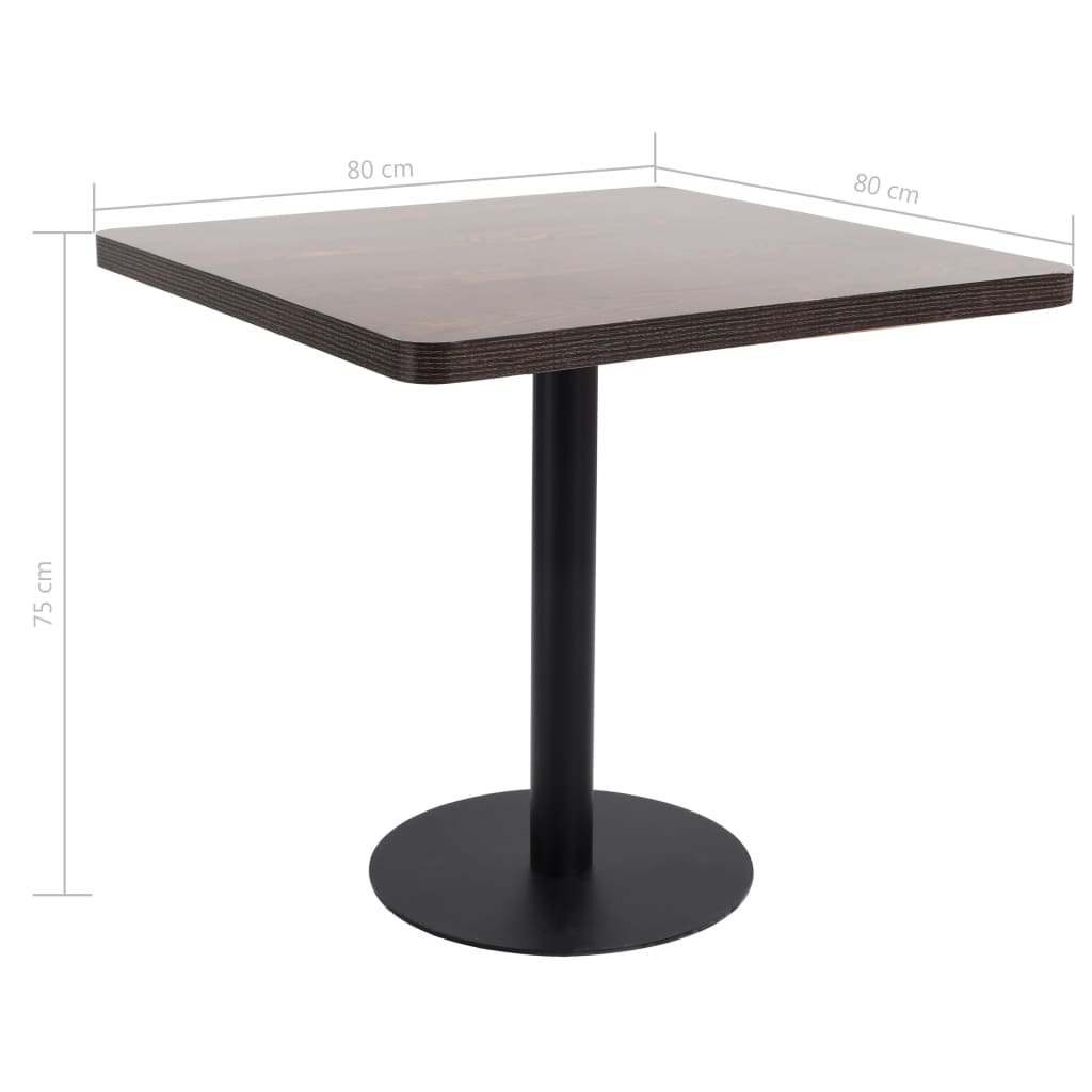 vidaXL Mesa bistró MDF marrón oscuro 80x80 cm