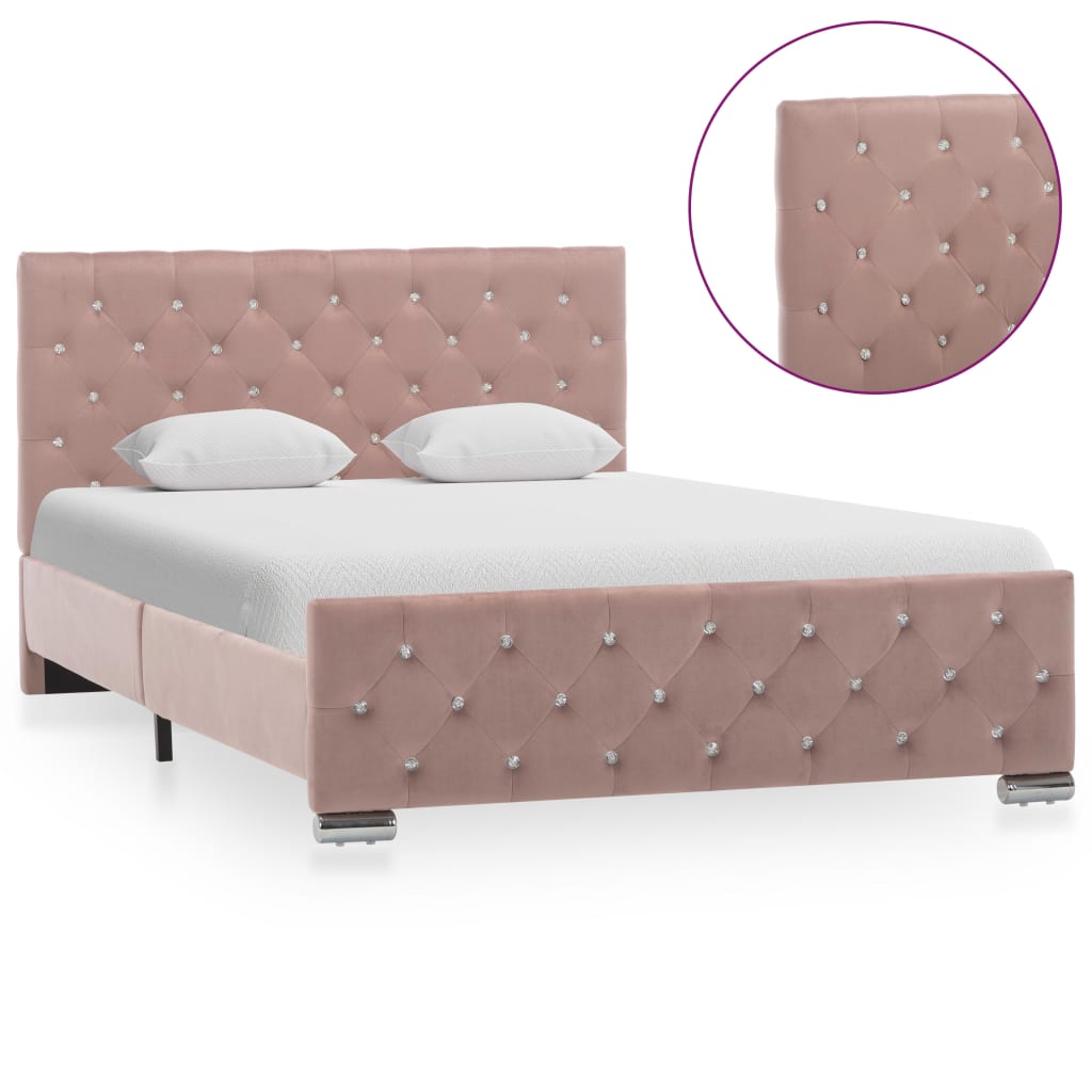 vidaXL Estructura de cama sin colchón terciopelo rosa 120x200 cm