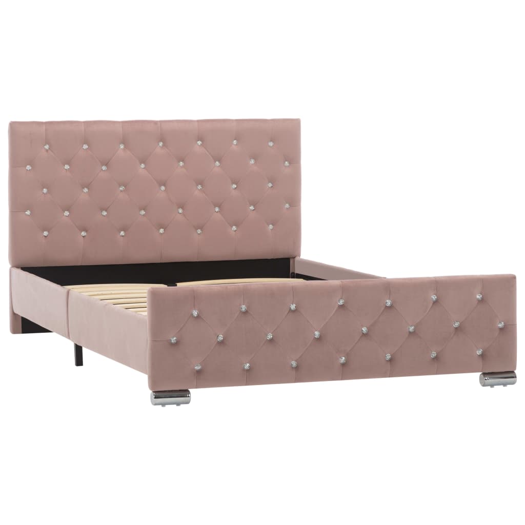 vidaXL Estructura de cama sin colchón terciopelo rosa 120x200 cm