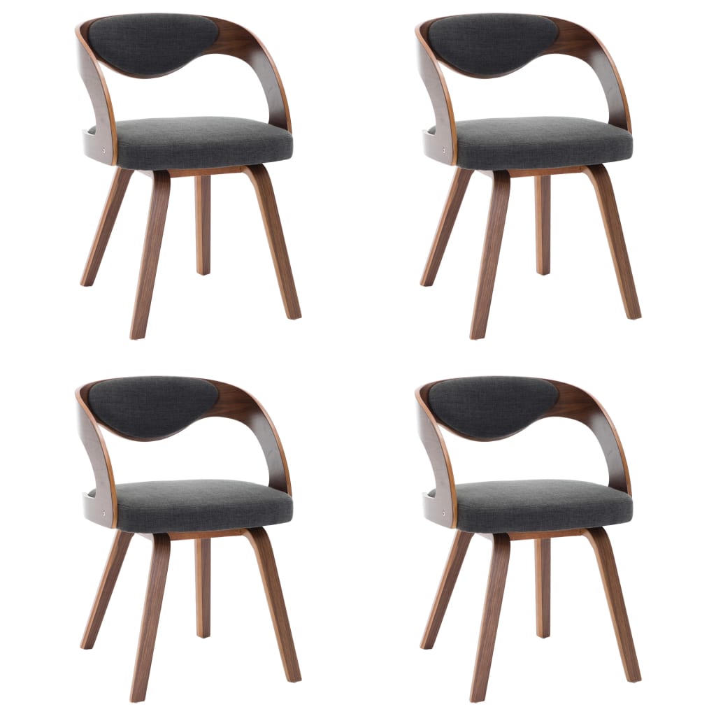 vidaXL Sillas de comedor 4 unidades madera curvada y tela gris oscuro