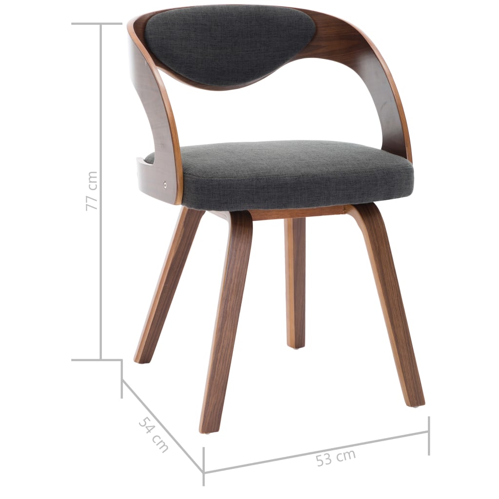 vidaXL Sillas de comedor 4 unidades madera curvada y tela gris oscuro