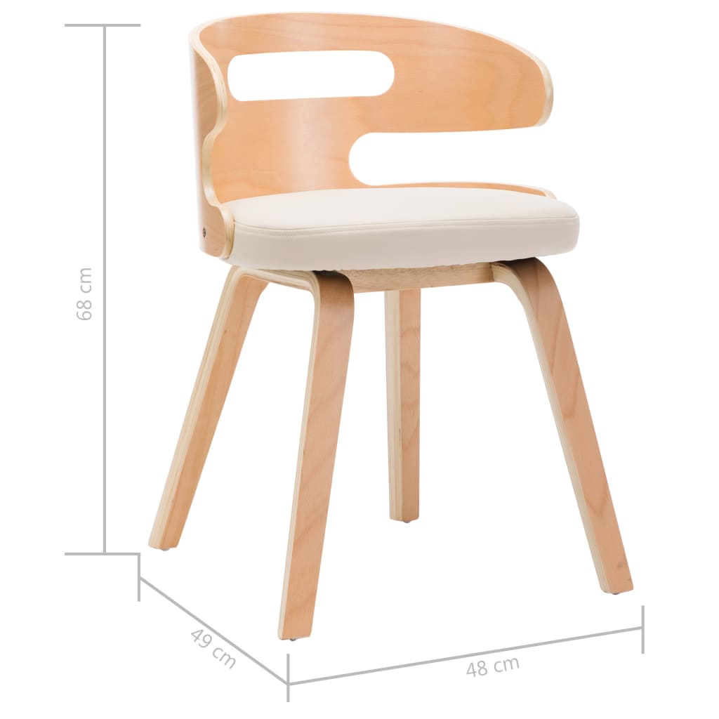 vidaXL Sillas de comedor 6 uds madera curvada y cuero sintético crema