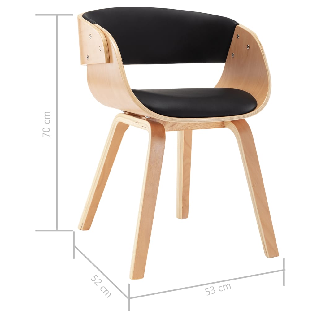 vidaXL Sillas de comedor 2 uds madera curvada y cuero sintético negro