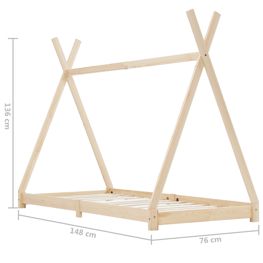 vidaXL Estructura de cama infantil de madera maciza de pino 70x140 cm