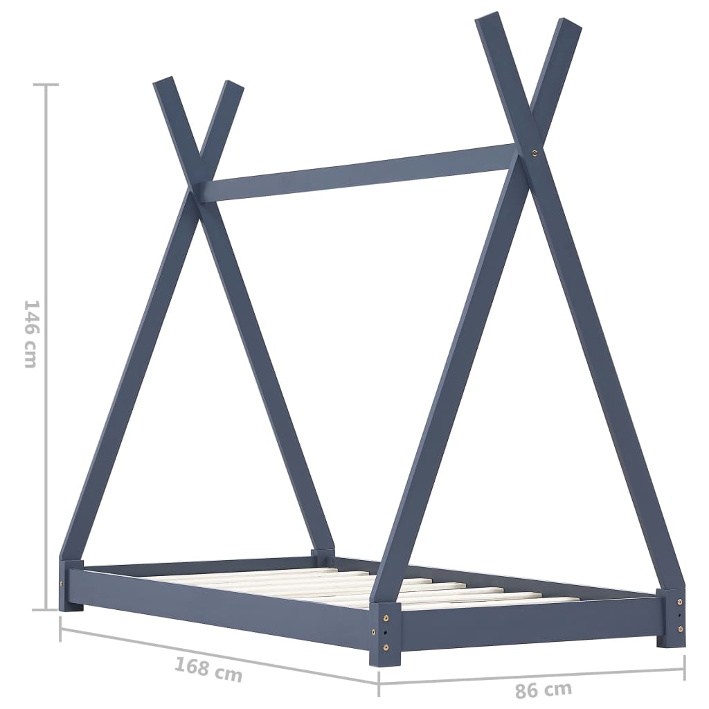 vidaXL Estructura de cama infantil madera maciza pino gris 80x160 cm