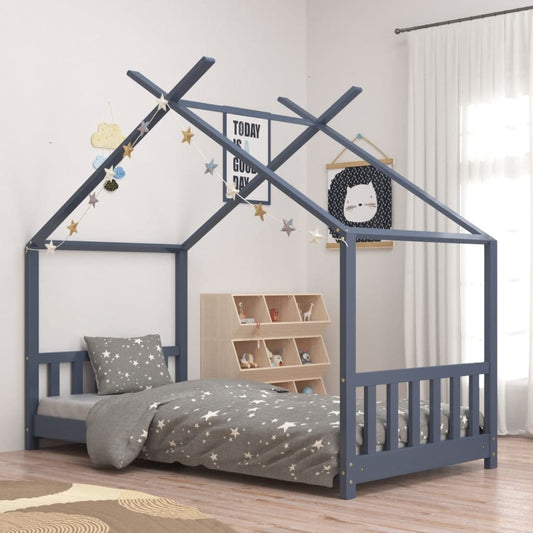 vidaXL Estructura de cama infantil madera maciza pino gris 80x160 cm