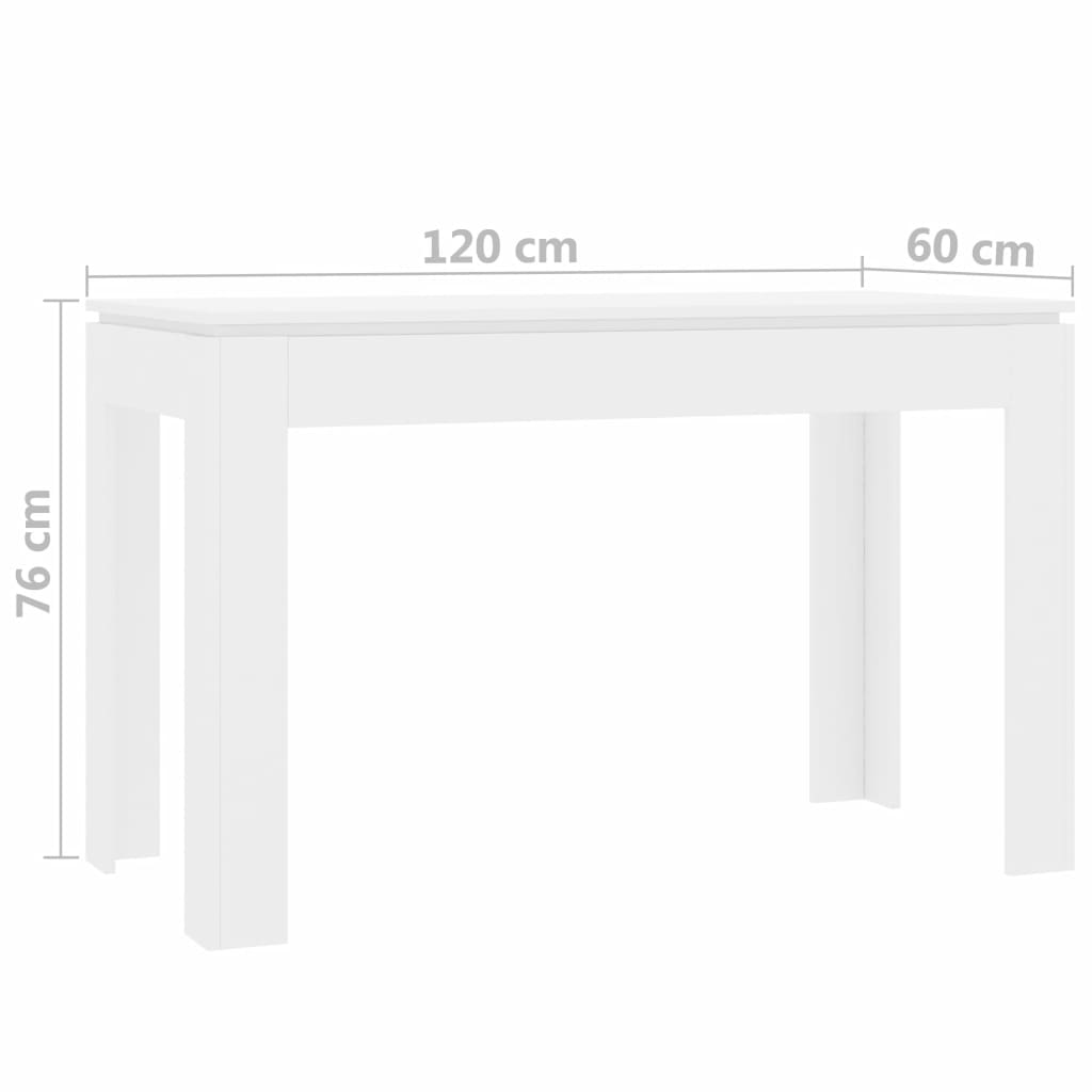 vidaXL Mesa de comedor de madera contrachapada blanco 120x60x76 cm