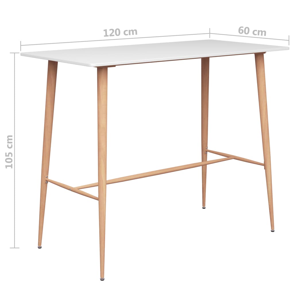 vidaXL Mesa de bar blanco 120x60x105 cm