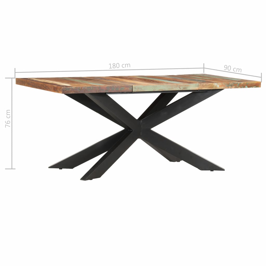 vidaXL Mesa de comedor de madera maciza reciclada 180x90x76 cm