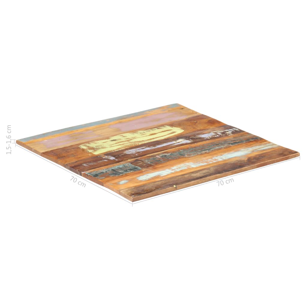 vidaXL Tablero mesa cuadrada madera reciclada maciza 70x70 cm 15-16 mm