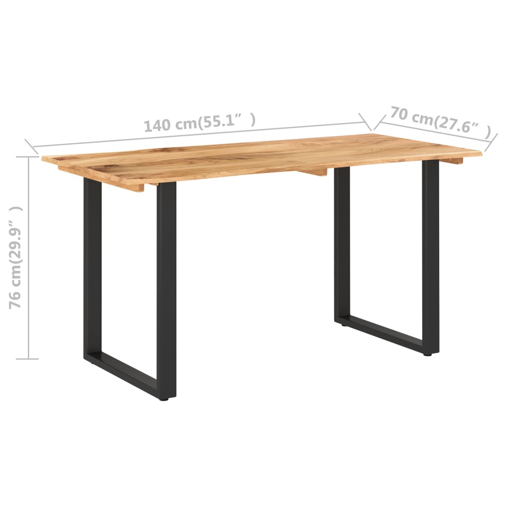 vidaXL Mesa de comedor de madera maciza de acacia 140x70x76 cm