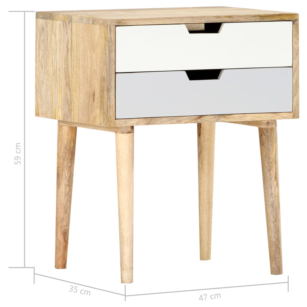 vidaXL Mesita de noche de madera maciza de mango 47x35x59 cm