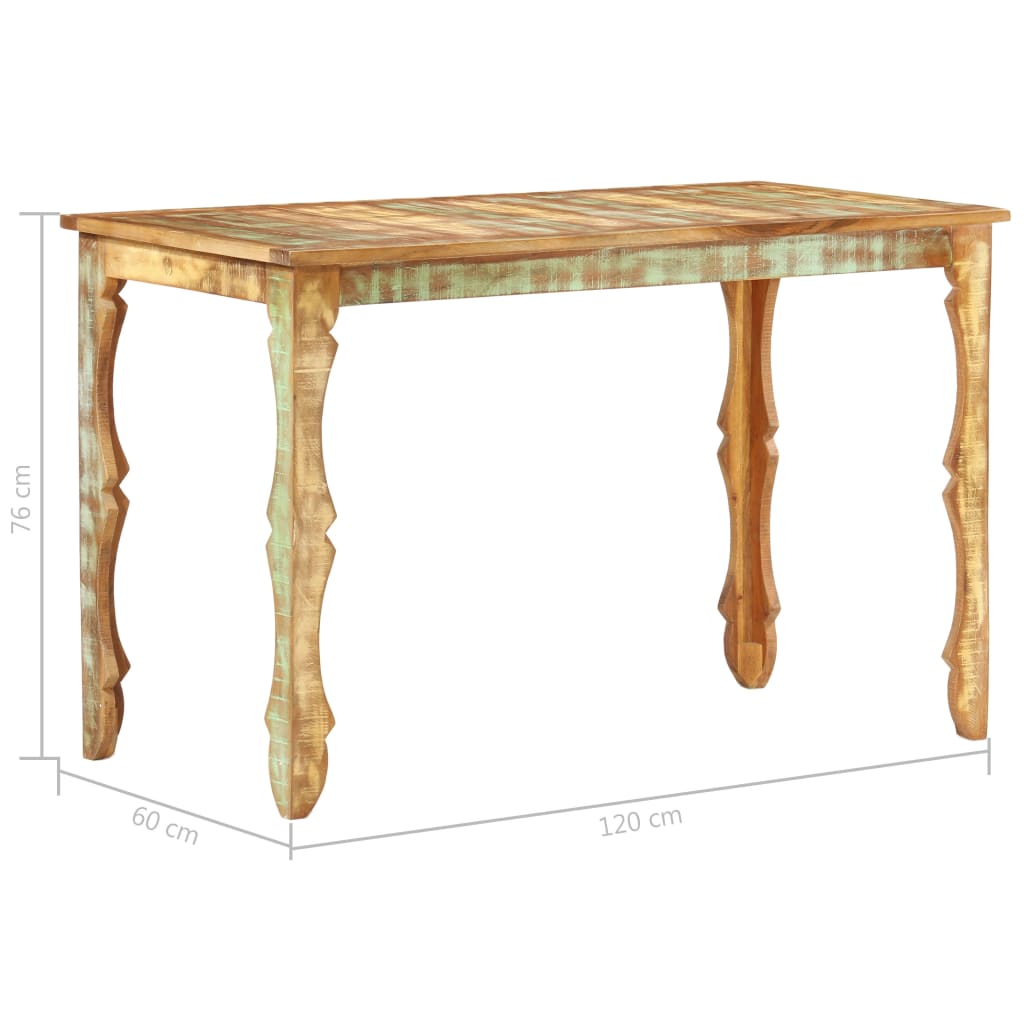 vidaXL Mesa de comedor de madera maciza reciclada 120x60x76 cm