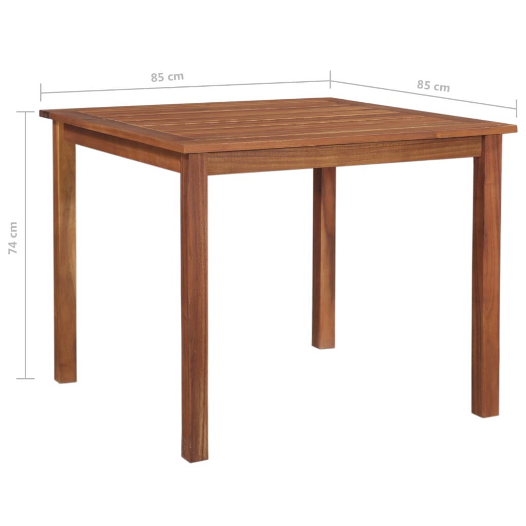 vidaXL Mesa de jardín madera maciza de acacia 85x85x74 cm