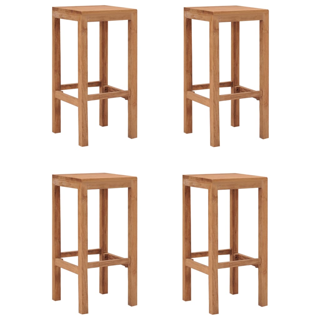 vidaXL Taburetes de barra de cocina 4 unidades madera maciza de teca