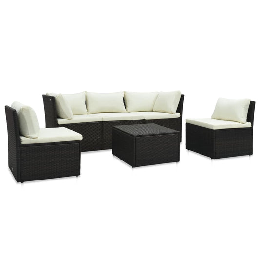 vidaXL Set muebles de jardín y cojines 4 piezas ratán sintético marrón