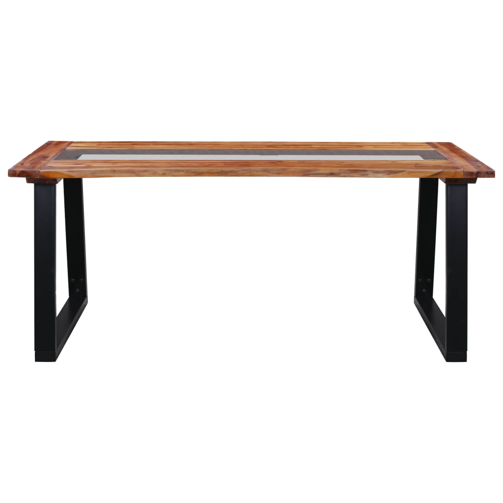 vidaXL Mesa de comedor de madera maciza de acacia y vidrio 180x90x75cm