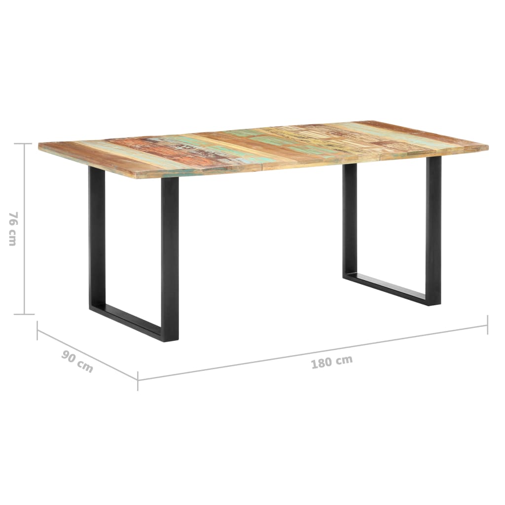 vidaXL Mesa de comedor de madera maciza reciclada 180x90x76 cm