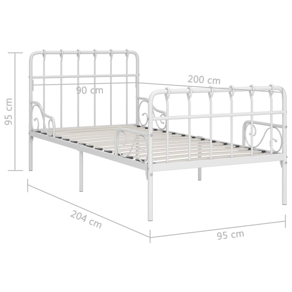 vidaXL Cama con somier sin colchón metal blanco 90x200 cm