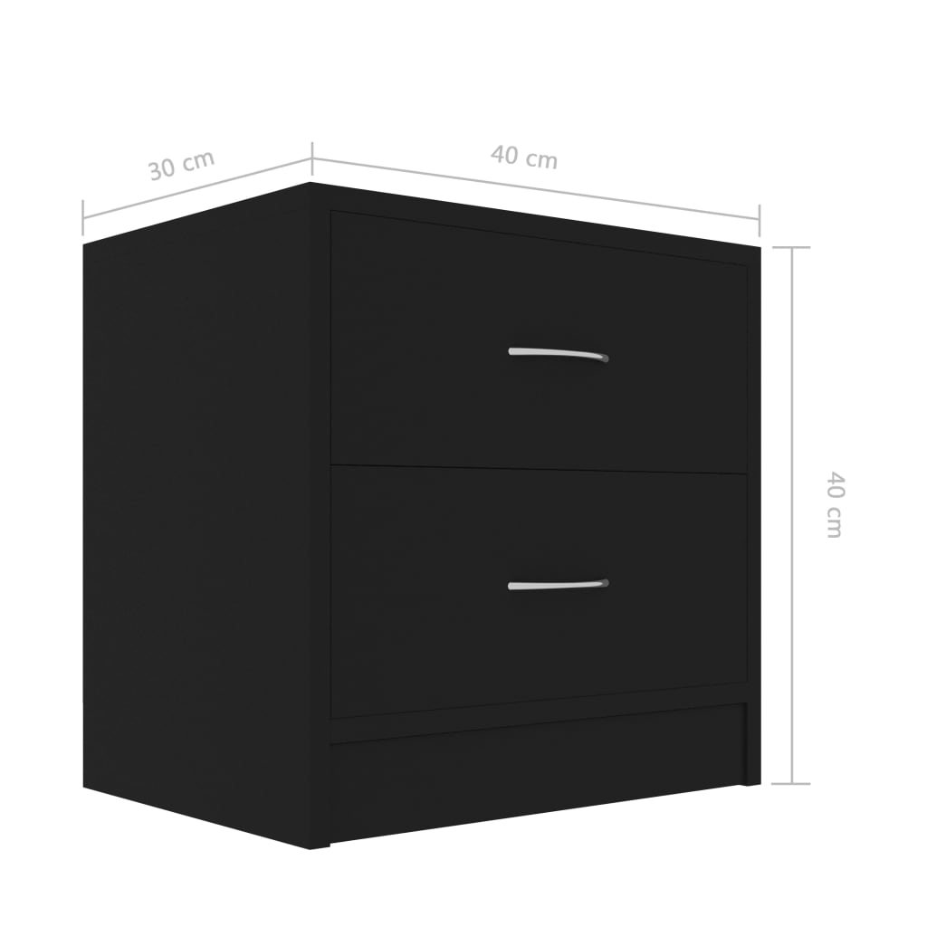 vidaXL Mesita de noche madera contrachapada negro 40x30x40 cm