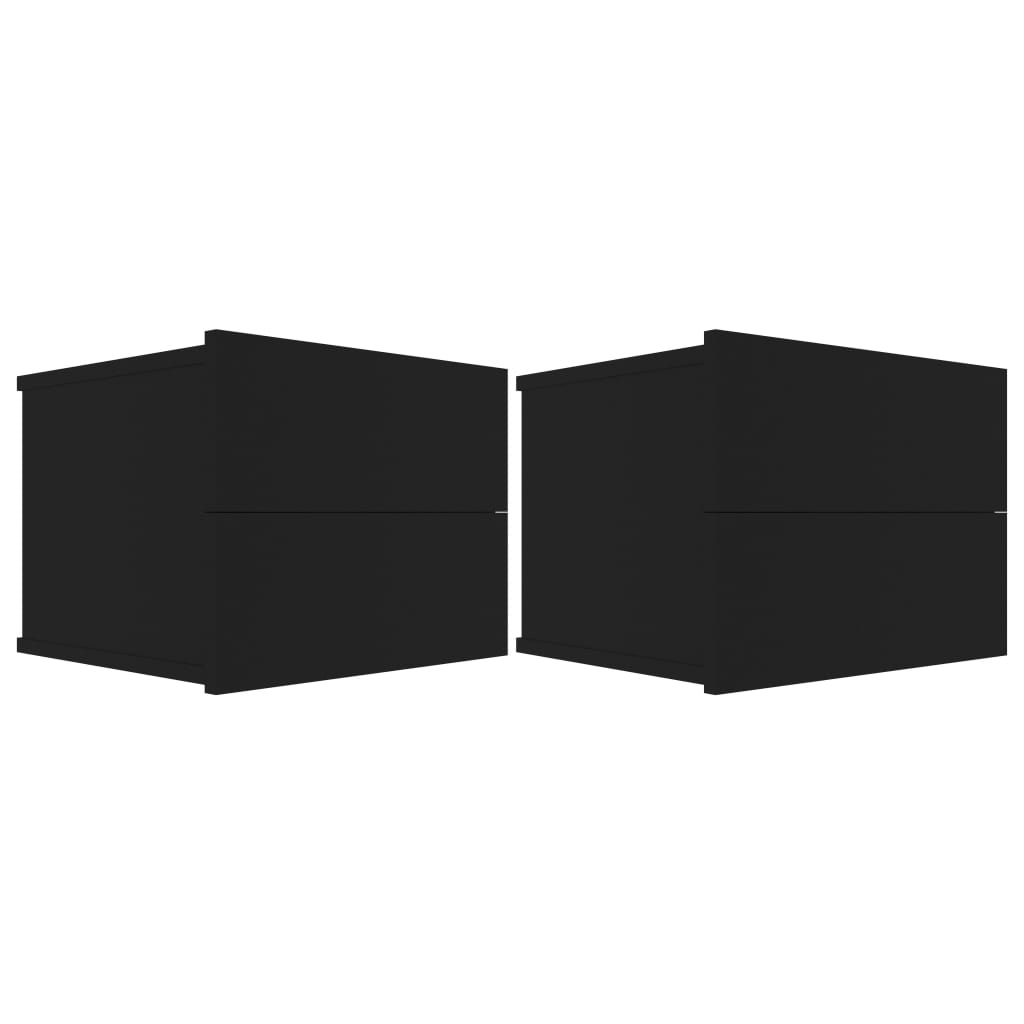 vidaXL Mesitas de noche 2 uds madera contrachapada negro 40x30x30 cm