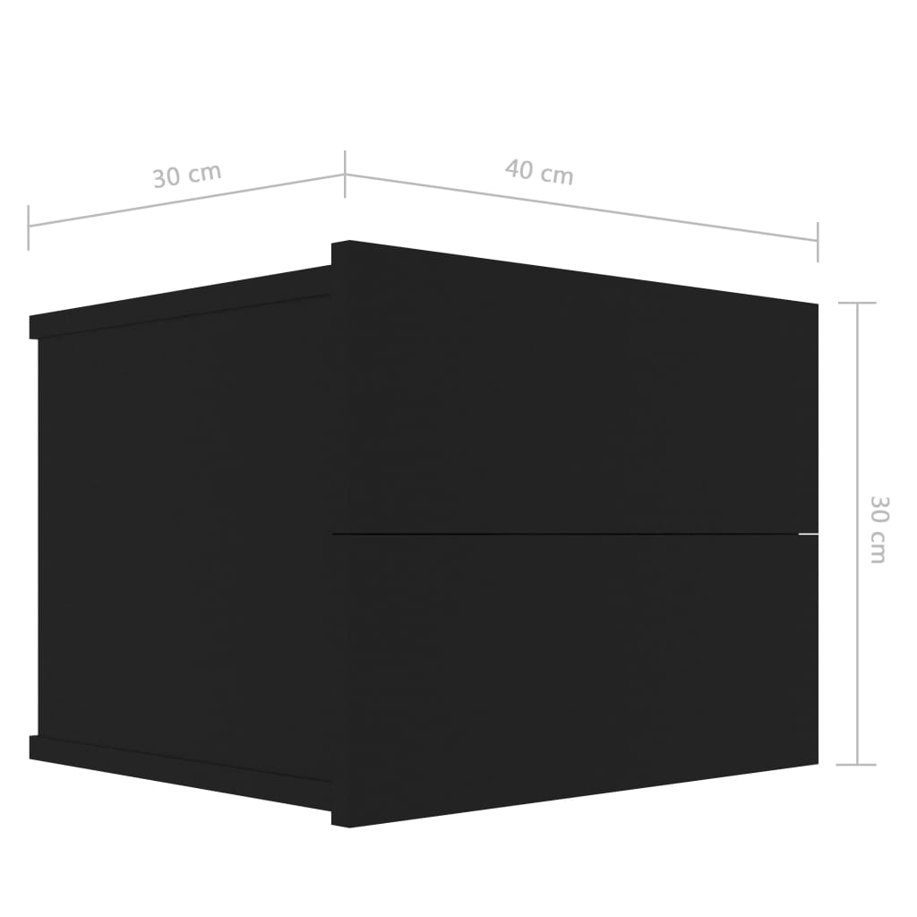 vidaXL Mesitas de noche 2 uds madera contrachapada negro 40x30x30 cm