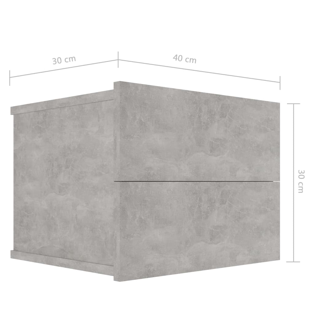 vidaXL Mesita de noche madera contrachapada gris hormigón 40x30x30 cm