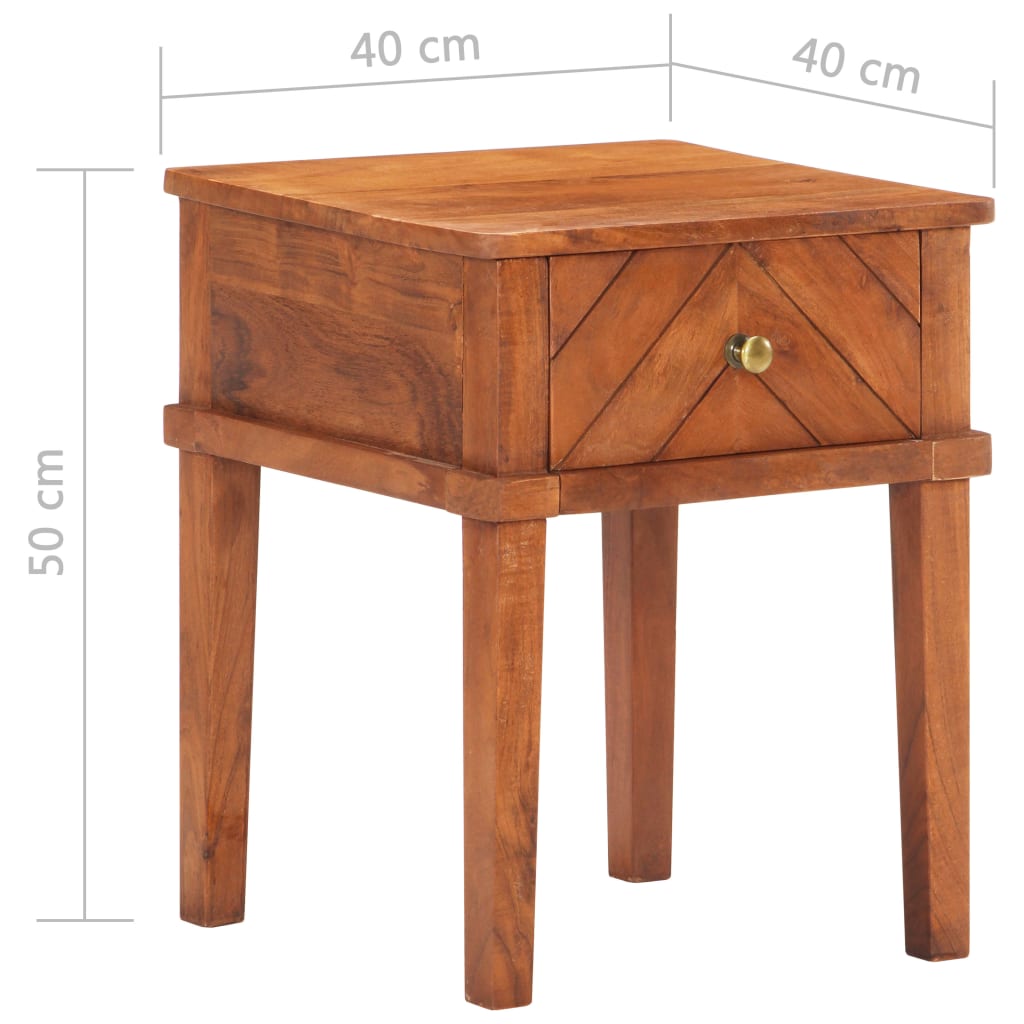 vidaXL Mesita de noche de madera maciza de acacia 40x40x50 cm